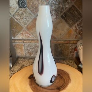 Hand Blown Tozai White and Brown Vase